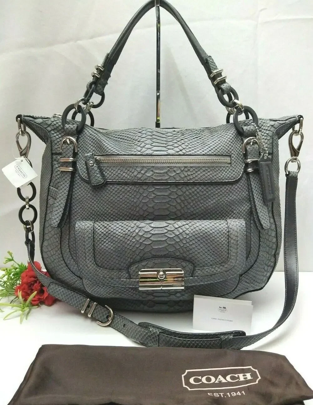 Coach Kristin Gray Leather Python Embossed Limited Edition Satchel Bag -NWT $798